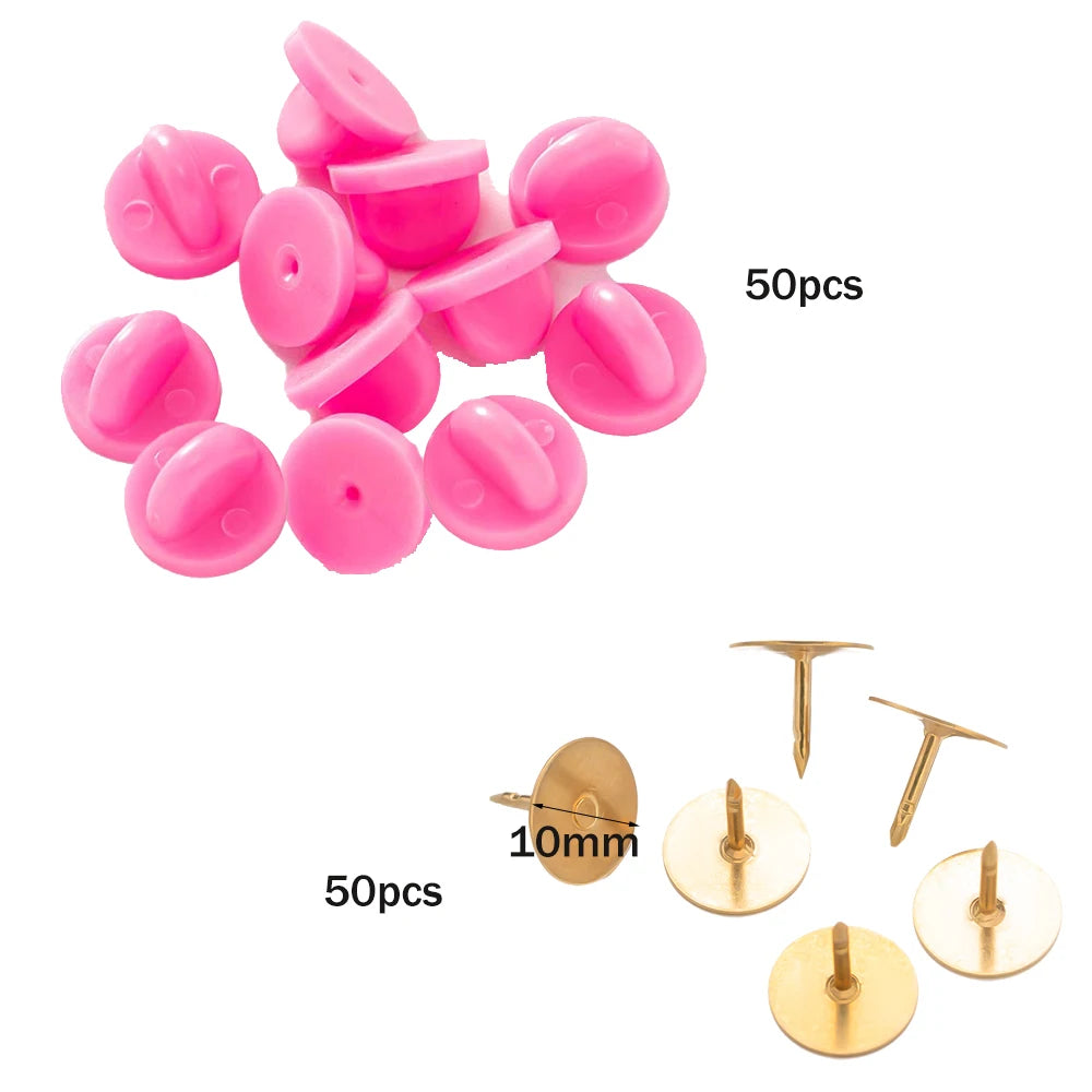 100pcs PVC Rubber Pin Backs Heliltd Butterfly Clutch Tie Tacks Blank for DIY Uniform Badges Holder Clasp Lapel Pin Enamel Pins Oasis Select Set 15