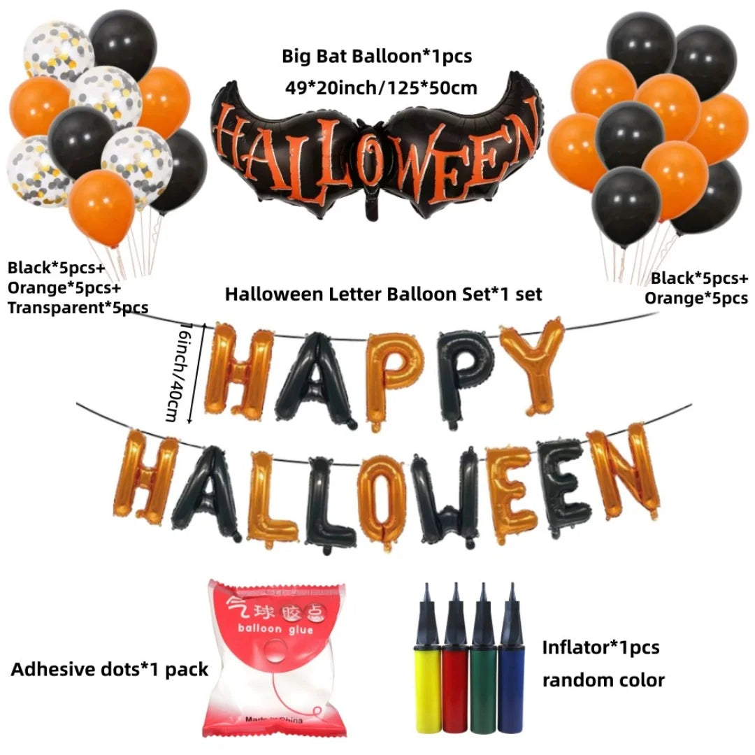 Halloween Balloon Sets, Black And Orange Balloons, Used For Horror Party Decoration For Anniversaries, Graduations, Birthdays Oasis Select Full Set