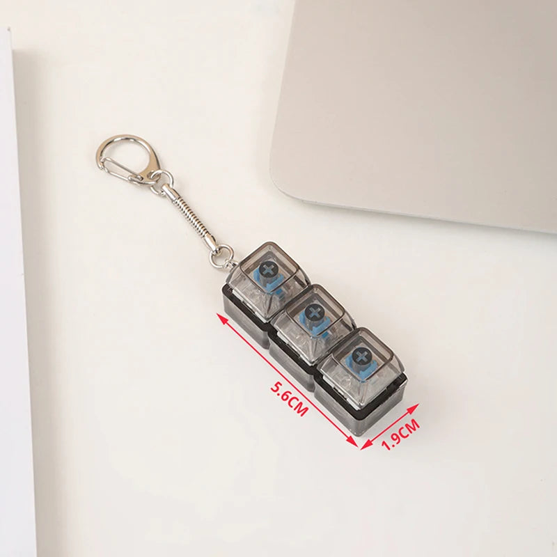 3Keys LED Finger Keyboard Keycap Stress Relief Fidget Keychain Mechanical Keyboard Tester Decompression Toy For Adults Children Oasis Select No lights B