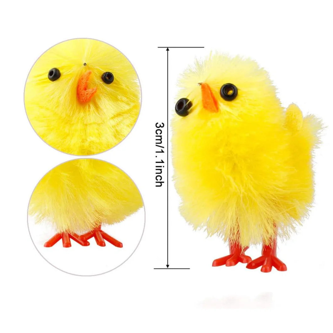 Mini Easter Chicks Flocked Figurines 24–216 PCS | Spring Decor