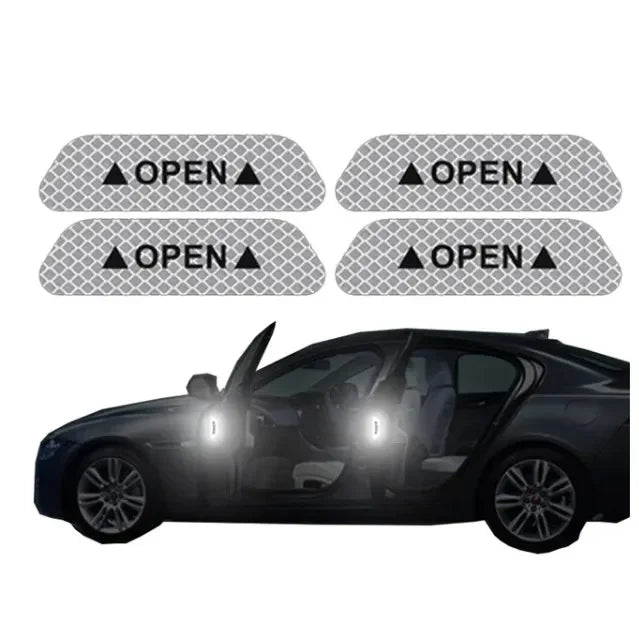 4/8/12/16pcs Reflective Car Door Sticker Safety Opening Warning Reflector Tape Decal Car Accessorie Interior Reflector Sticker Oasis Select Silver 4pcs