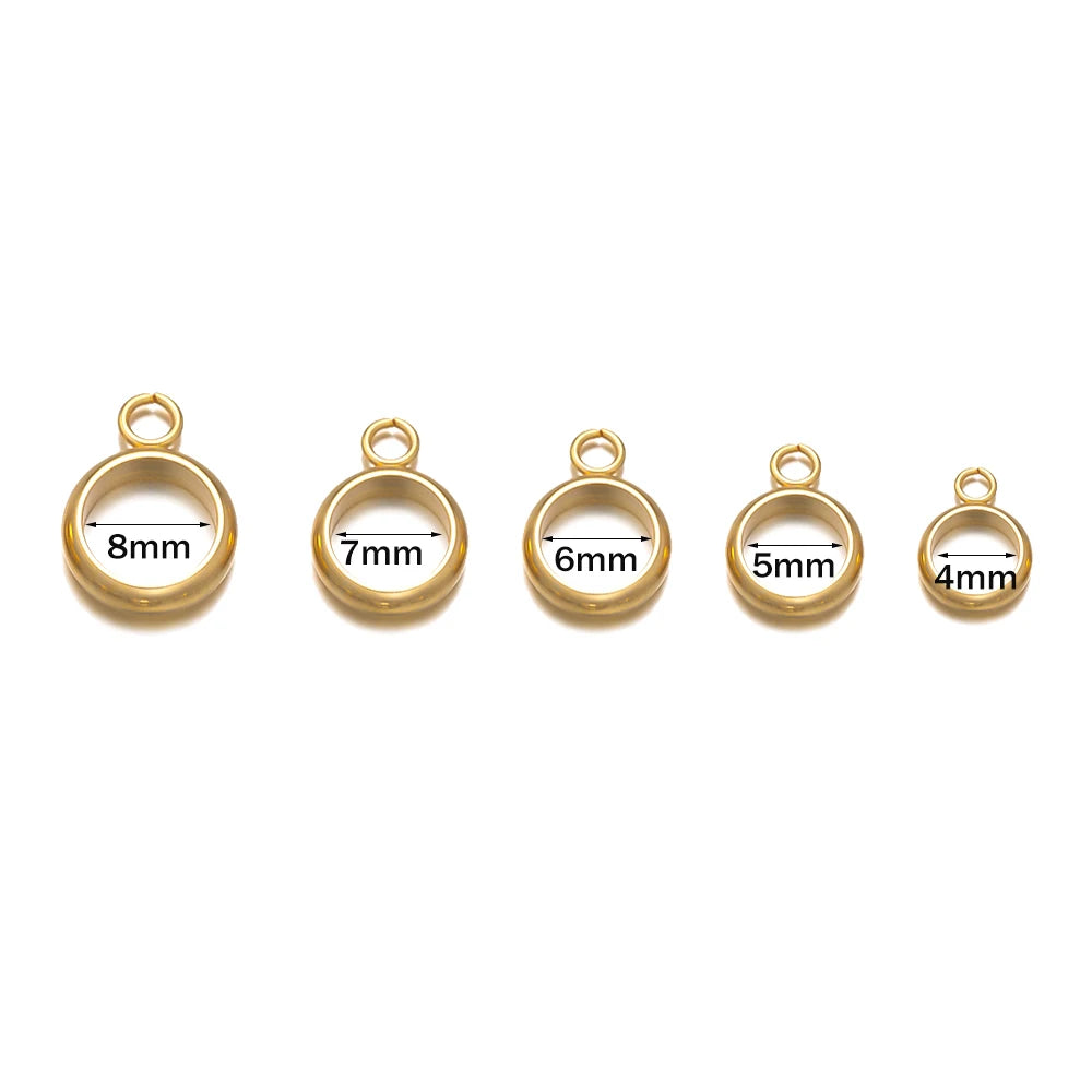 20pcs Stainless Steel Ring Bail Beads Charm Hanger Links Connectors with Loop European Pendant for DIY Bracelet Jewelry Making Oasis Select