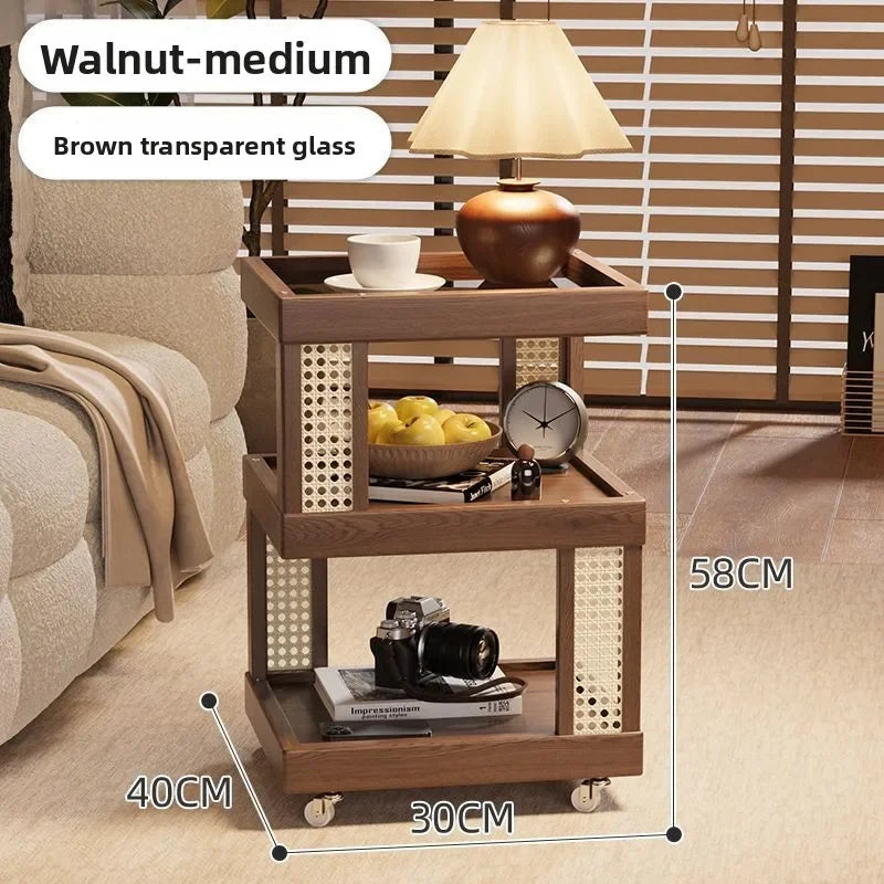 Multi-functional Household removable sofa side coffee table cabinet bedroom small side storage cabinet Oasis Select Brown B