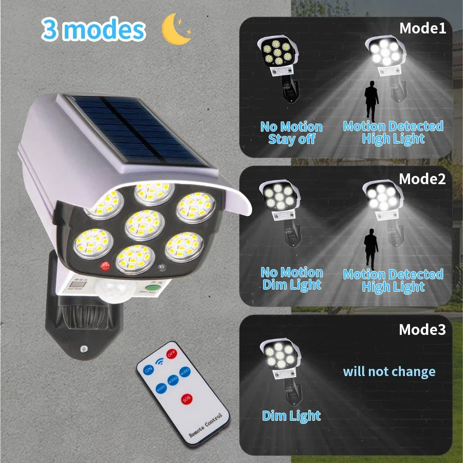 77 LED Solar Motion Sensor Light with Dummy Camera – IP65 Solar Security Light Oasis Select