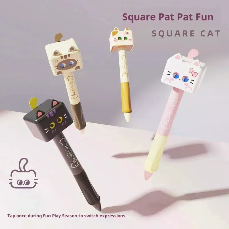 1/4Pcs Cute Cat Gel Pen 0.5mm Black Ink Smooth Ballpoint Pen Stress Relief Quick Drying Neutral Pen School Office Oasis Select