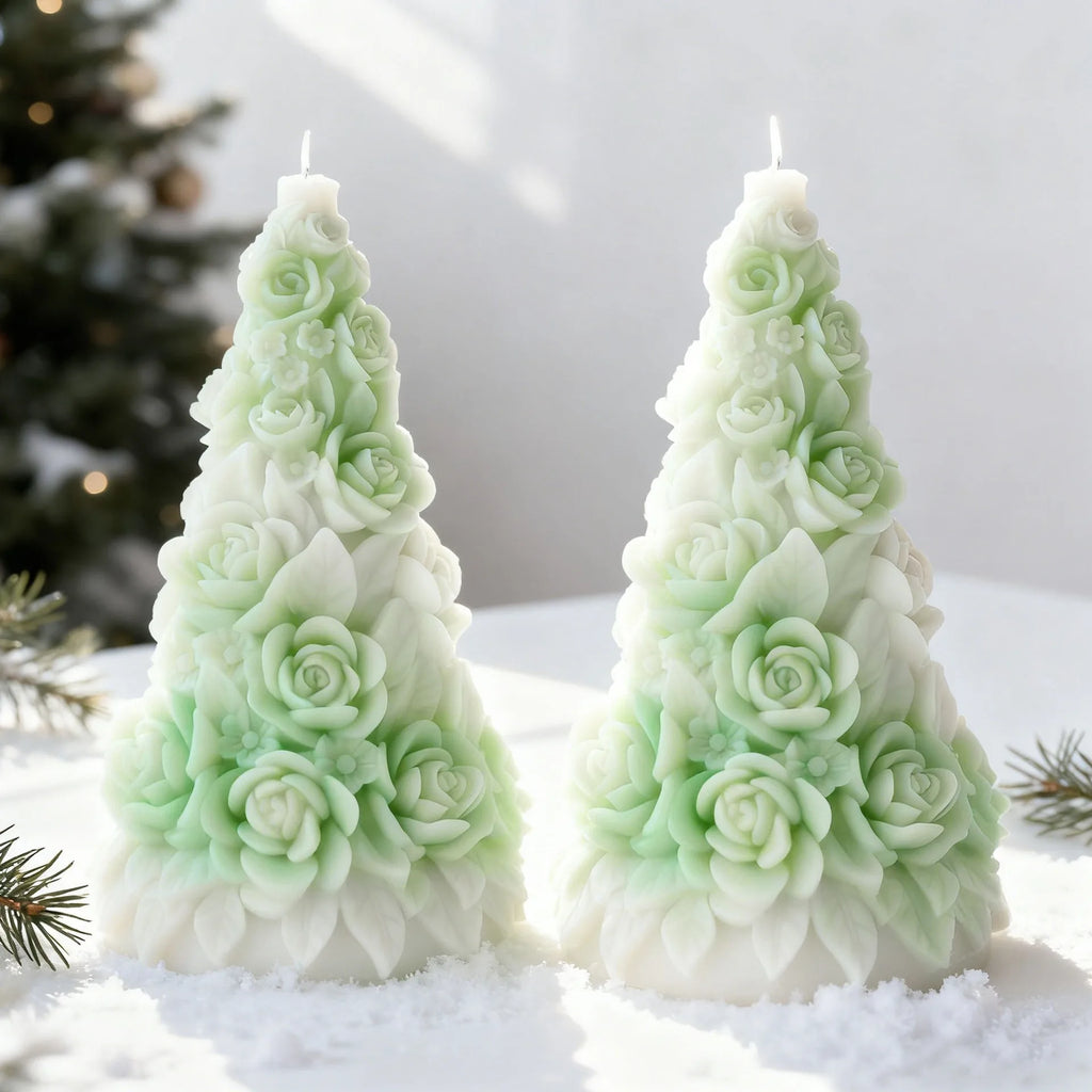 Rose Christmas Tree Candle Silicone Mold DIY Rose Aromatherapy Gypsum Resin Mold Christmas Tree Craft Decor Mold Oasis Select