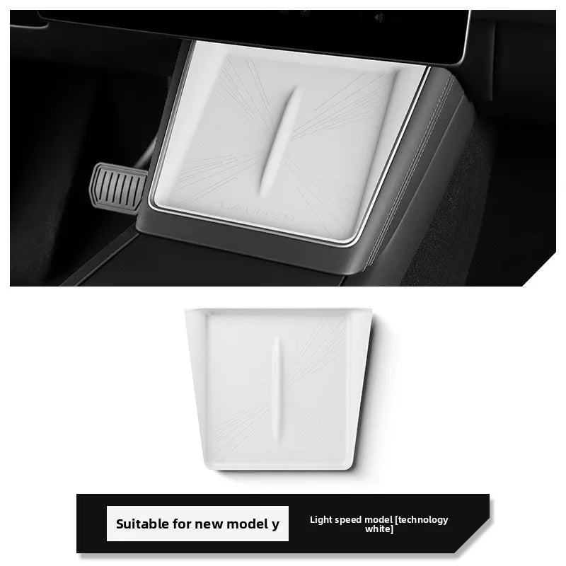 For Tesla Car Accessories Car Wireless Charging Pad for Tesla Model Y Juniper 2025 2026 Center Console Anti Slip Silicone Mat Oasis Select WHITE B