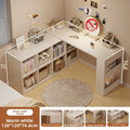 Computer desk corner bookshelf integrated desk girls bedroom L-shaped desk retractable end table Oasis Select 8-White 120CM