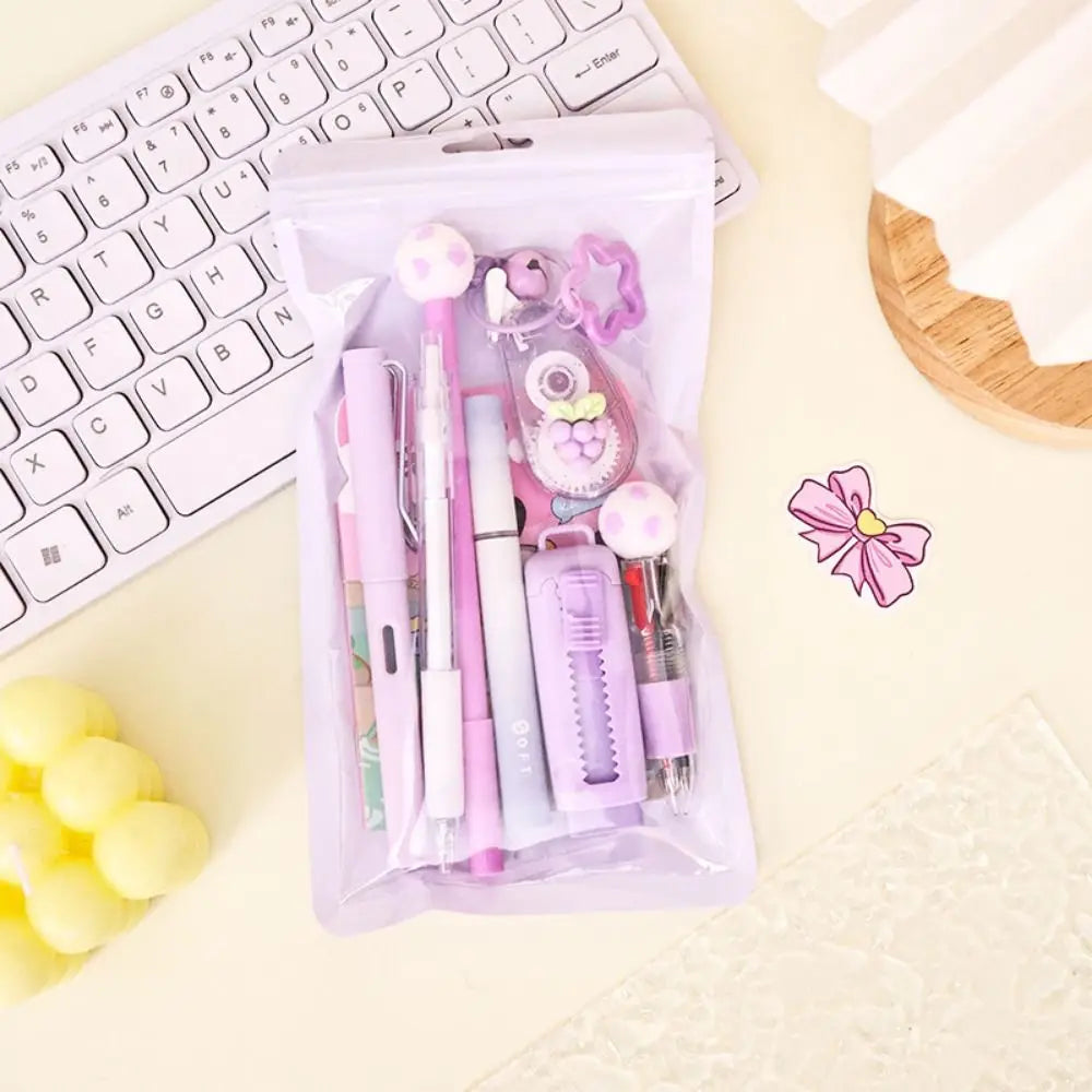 Cartoon School Stationery Set 6 Color Pens Stick Note Cartoon Stationery Set Book Ballpoint Pen Student Tools Gift Kit Oasis Select