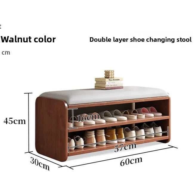 The shoe cabinet changing stool at home, the shoe rack, and the seat stool are integrated into the door. Long strip shoe stool Oasis Select Walnut 60cm