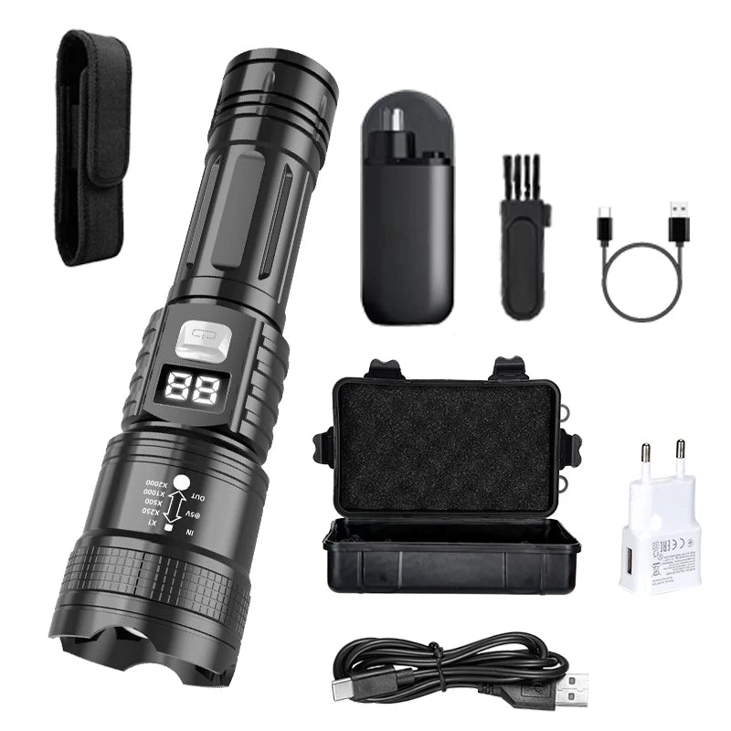 High Power LED Flashlight USB Rechargeable Zoomable Torch for Outdoor Camping Fishing Flashlight for Christmas Gift Set for Men Oasis Select Men s gifts ZOOM