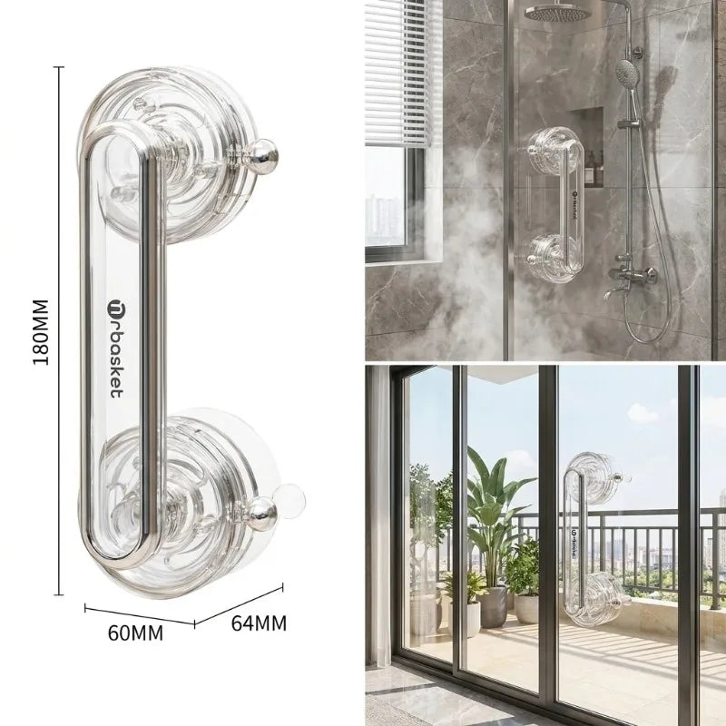 Convenient Waterproof Anti-slip Suction Cup Sliding Door Handle Removable Bathroom and Wardrobe Door Grab Bar Oasis Select