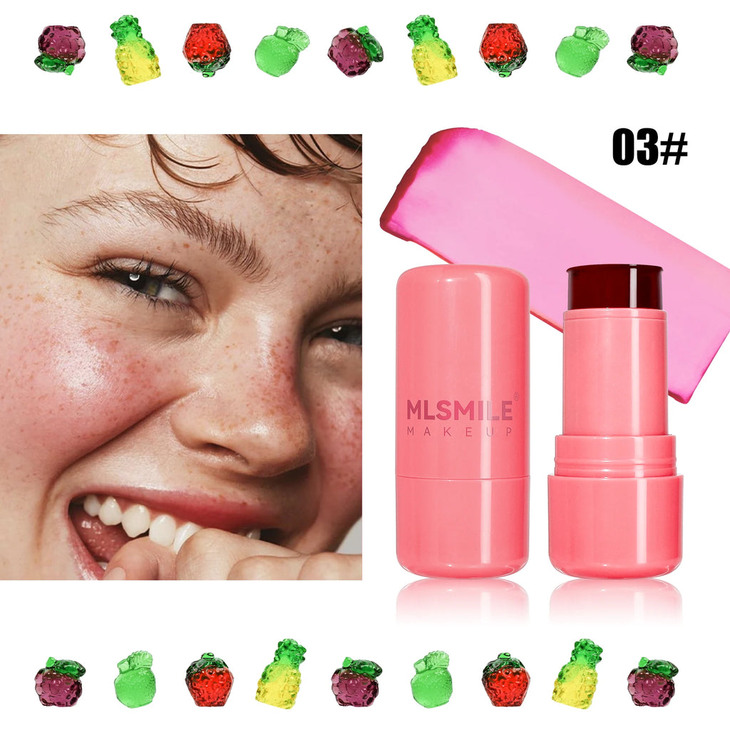 MLSMILE 2 In 1 Jelly Blush Stick Lip Cheek Tint Brightening Cream Makeup Long Lasting Natural Glow Oasis Select 03