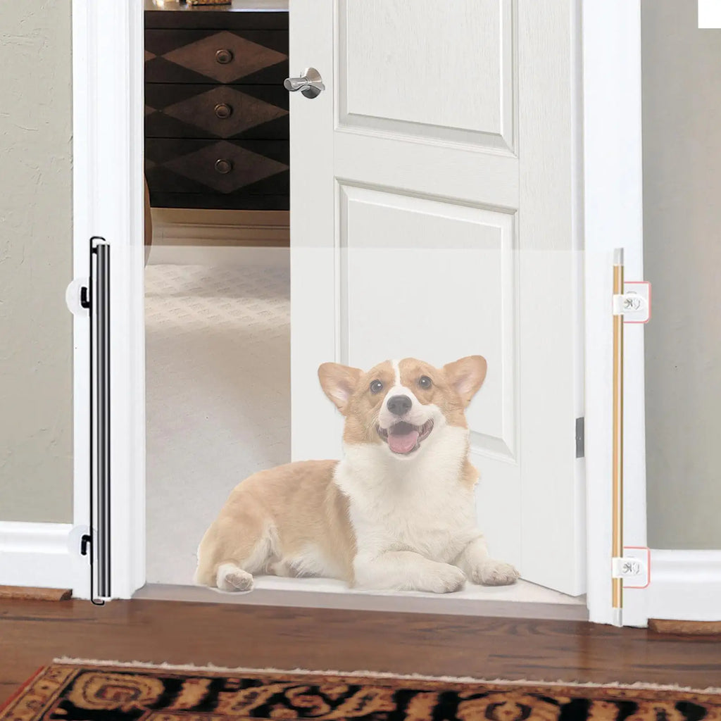 Retractable Pet Gate Adjustable Mesh Dog Gate Retractable Expandable Folding Barrier Divider Blocker Screen for Indoor Outdoor Oasis Select