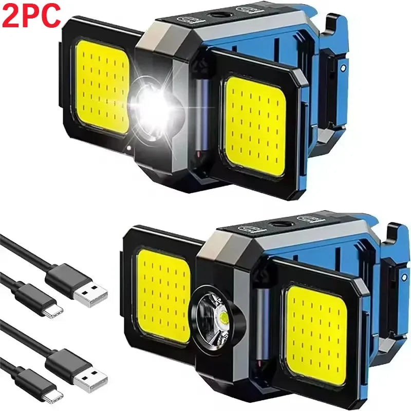 Keychain Pocket Flashlight Light COB Work Light Rechargeable Lamp with 90° Foldable Side Lights Super Bright Portable Lanterns Oasis Select 2PCS