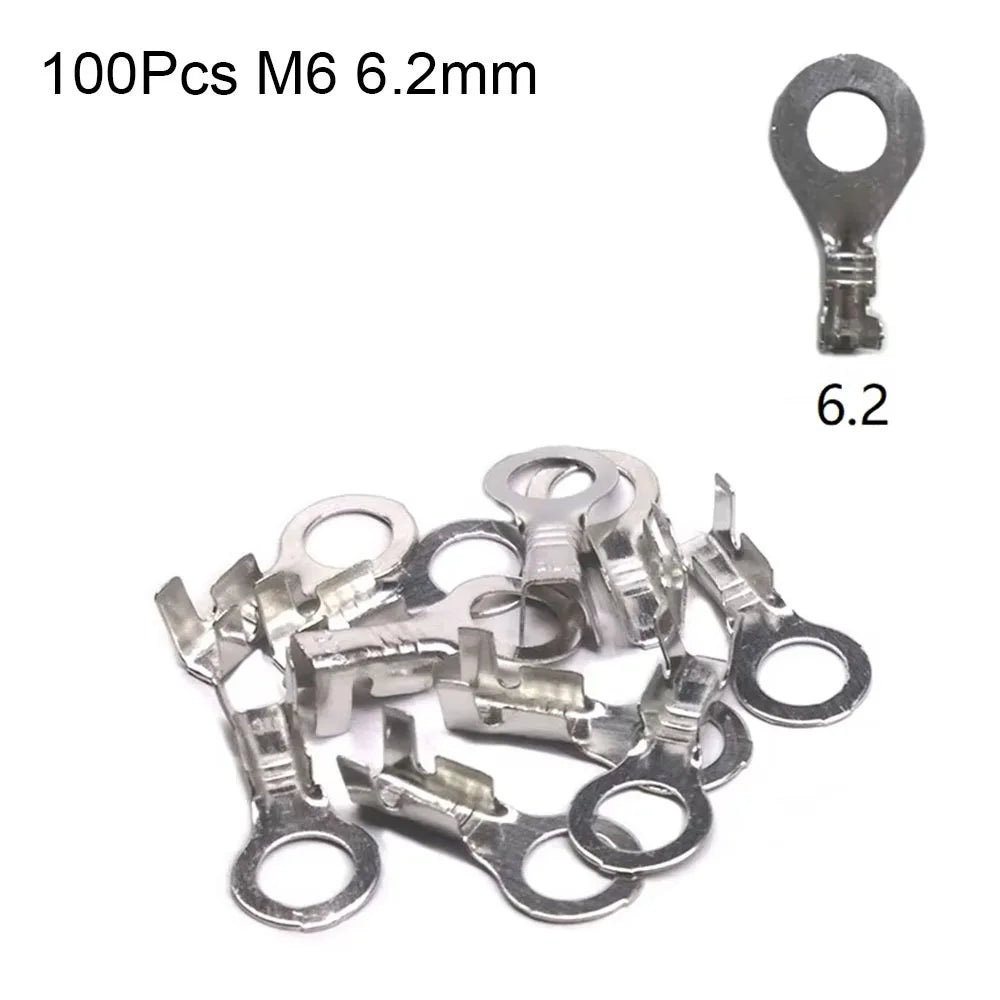 100Pcs New M3/M4/M5/M6/M8 DJ431 Terminal Block Brass Ring Eyes Ring Lugs Tinning Non-insulated Assortment Kit Oasis Select 100Pcs M6 6.2mm