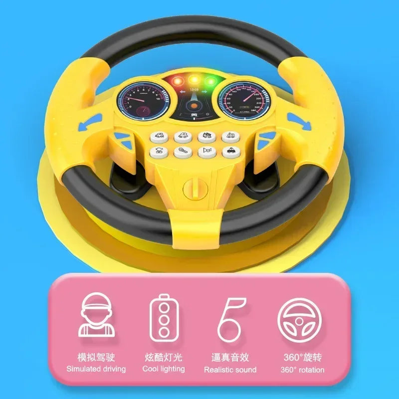 Kids Steering Wheel Toy - Backseat Pretend Play with Lights & Music - Fun Preschool Driving Simulator Gift for Toddlers Oasis Select