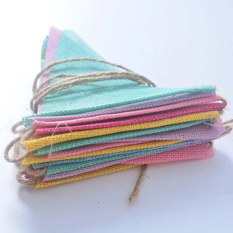 Colourful Jute Linen Pennant Flags Festival Bunting Banners Party Hanging Wedding Hanging Banner Party Garland for Home Decor Oasis Select