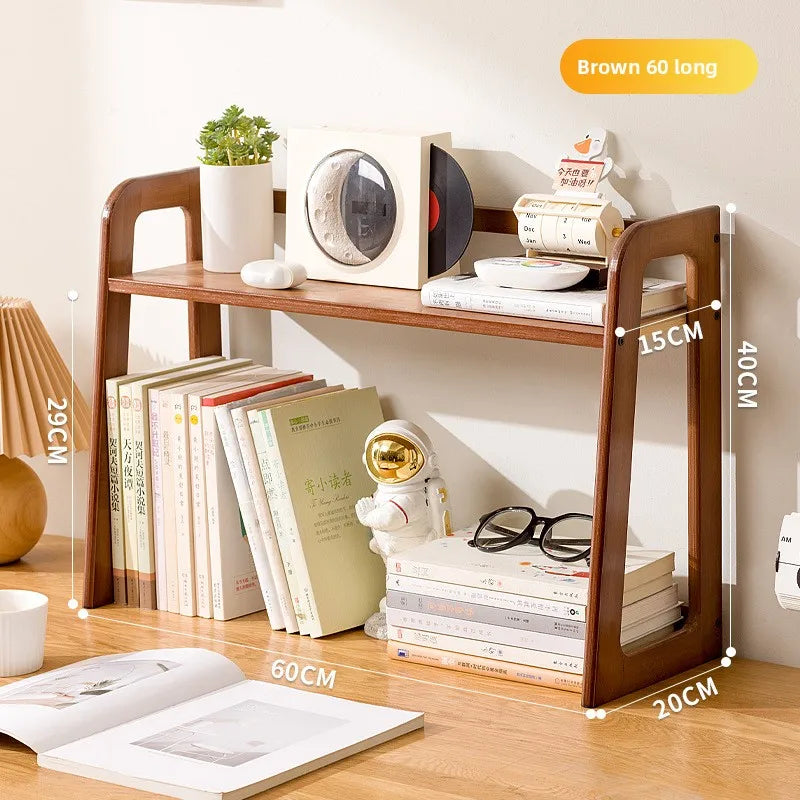 Multi-functional Desktop Cup Storage Shelf Office Table Finishing Dining Table Countertop Multi-layer Bookshelf Small Shelf Oasis Select Brown C