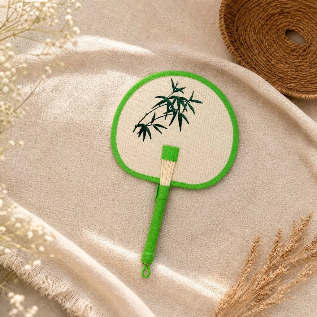 Handmade Embroidered Handheld Palm Fan Chinese Style Portable Wheat Straw Fan for Summer Cooling Fans Home Decor Ornaments Oasis Select