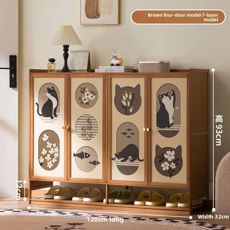 Shoe cabinet household entrance home storage cabinet integrated against the wall entrance shoe rack multi-layer simple storage Oasis Select Four doors and 7