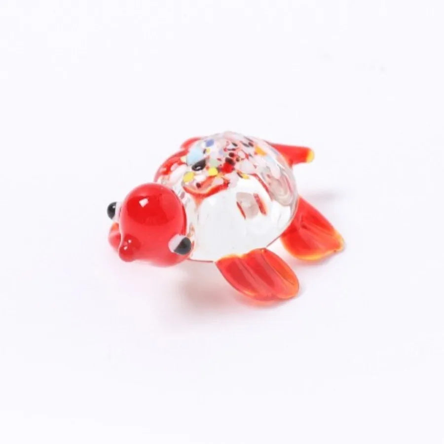 Cute Glass Turtle Miniature Figurine Japan Style Cartoon Sea Animal Ornaments Aquarium Fish Tank Kawaii Decor Accessories Oasis Select Red