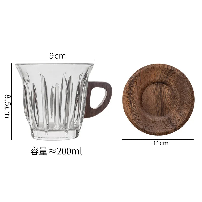 Glass Coffee Cup Set with Coaster, Milk Cup, Tea Cup, Latte Cup, for Cafes, Home Use, Restaurants, Coffee Bar Accessories Oasis Select 200ml 101-200ml