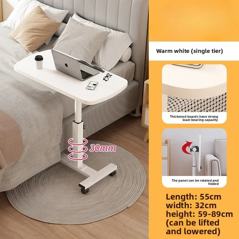 Multi-functional Household Goods Bedside Table Sofa Side Desk Bedroom Removable Lift Lazy Computer Desk Office Small Table Oasis Select F-D-White