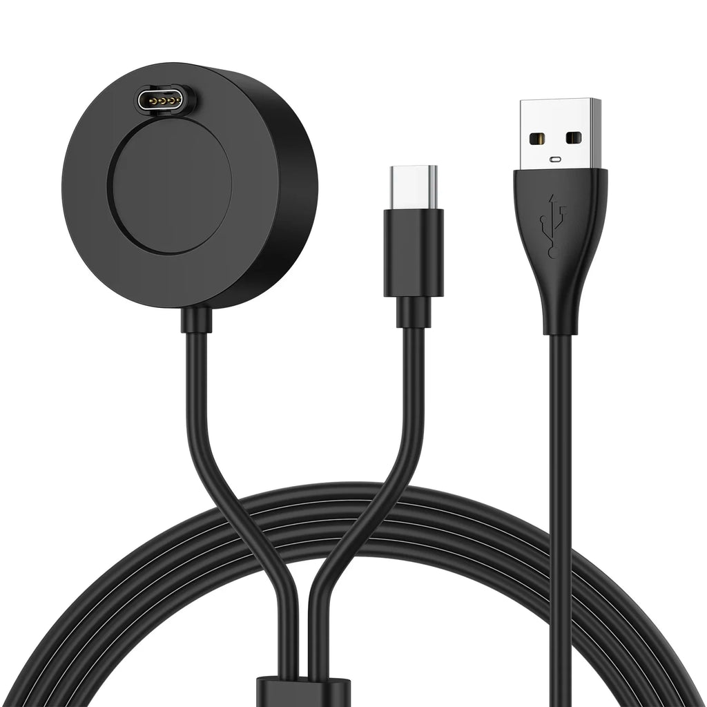 2-in-1 USB-C Charger Cable for Garmin Fenix 7/6/5X, Venu 2 Smartwatch Charger Cable Oasis Select black