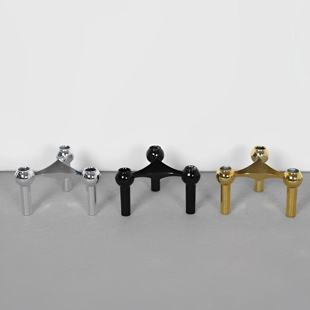 Modular Metal Candle Holder Interconnectable Geometric Candelabra for Stick Skinny Home Dining Table Decor Wedding Centerpiece Oasis Select 3pcs Golden