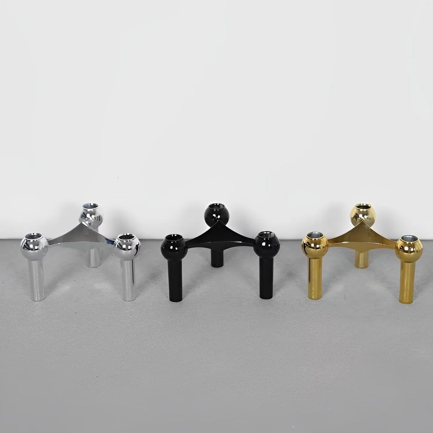 Modular Metal Candle Holder Interconnectable Geometric Candelabra for Stick Skinny Home Dining Table Decor Wedding Centerpiece Oasis Select 3pcs Golden