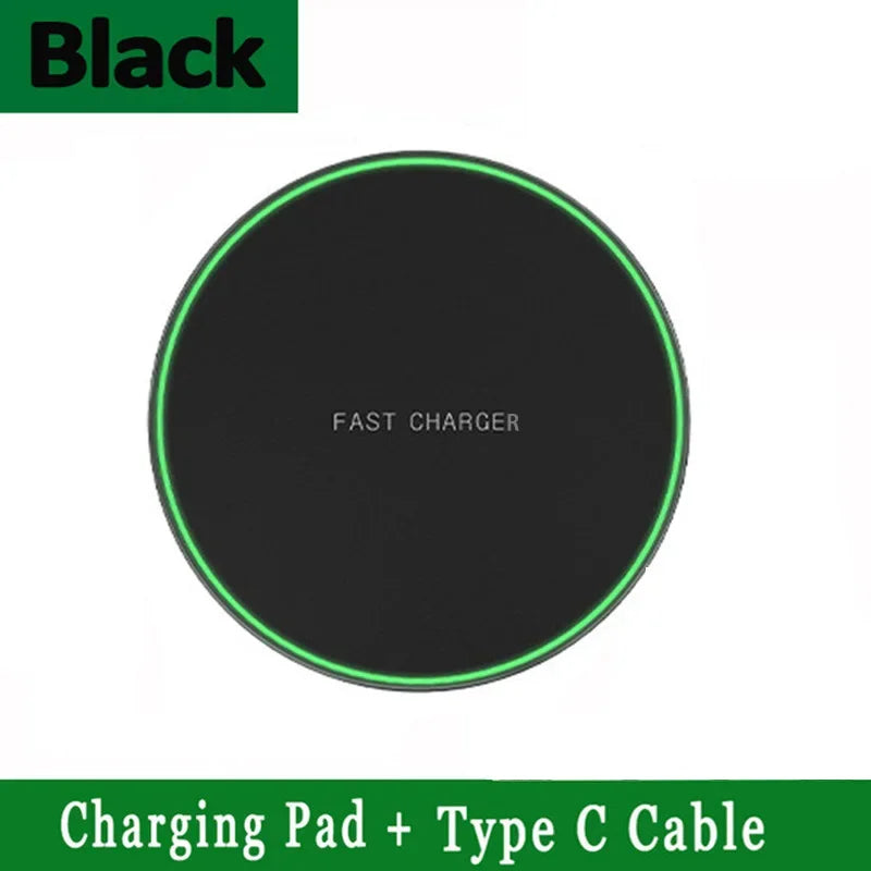 For iPhone 12 13 14 15 16 Pro XS Max 15W Fast Wireless Charging Station For Samsung Xiaomi Huawei Wireless Charger Pad Oasis Select Black With Cable