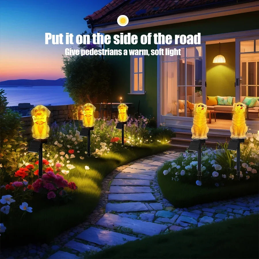Solar Powered Resin Dog Bird Owl Lawn Lamp Solar Led Light Outdoor Garden Decoration Lamp Waterproof Solar Lights Oasis Select