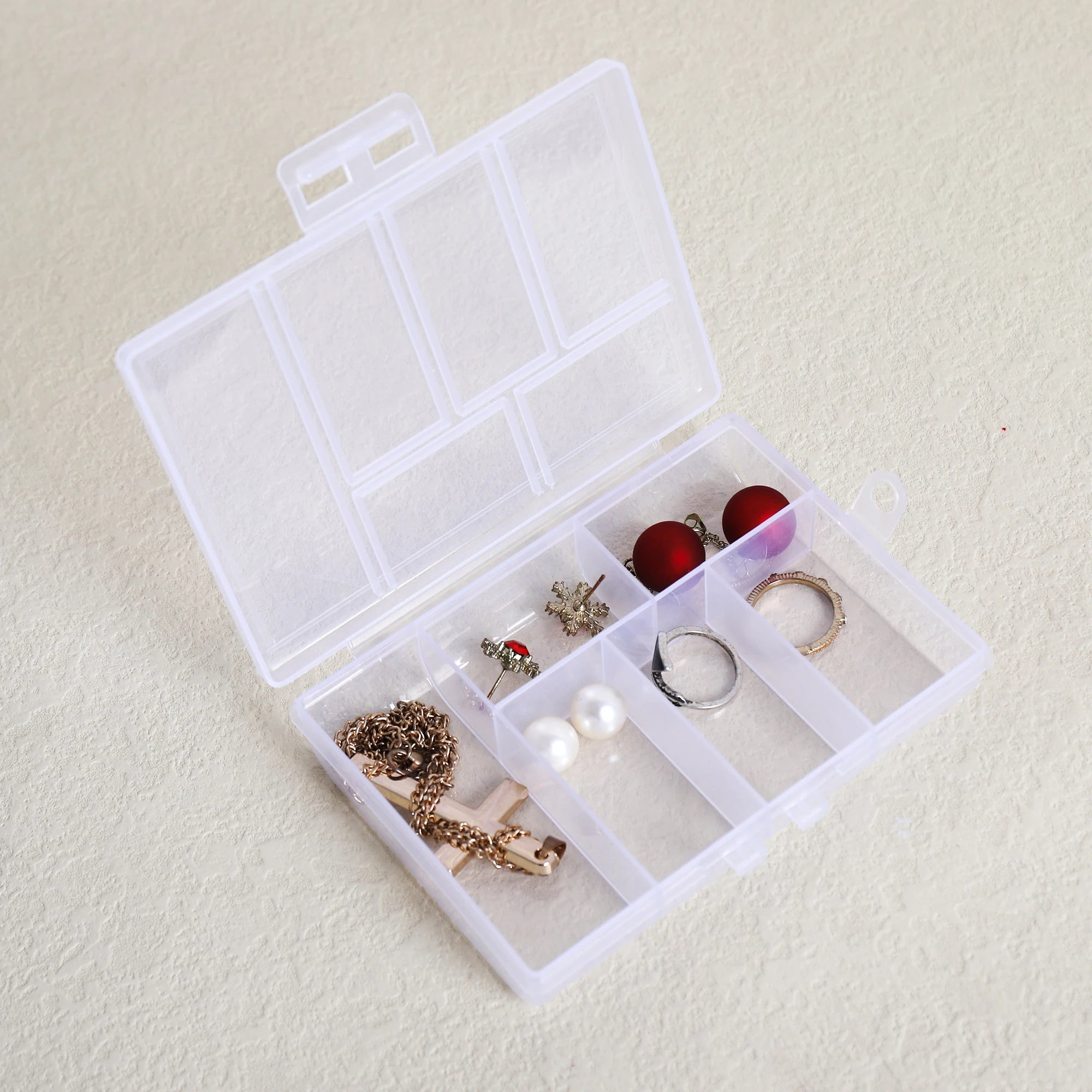 1pc 6 Grids Compartments Plastic Transparent Organizer Jewel Bead Case Cover Container Storage Box For Jewelry Pill Coin Sundry Oasis Select