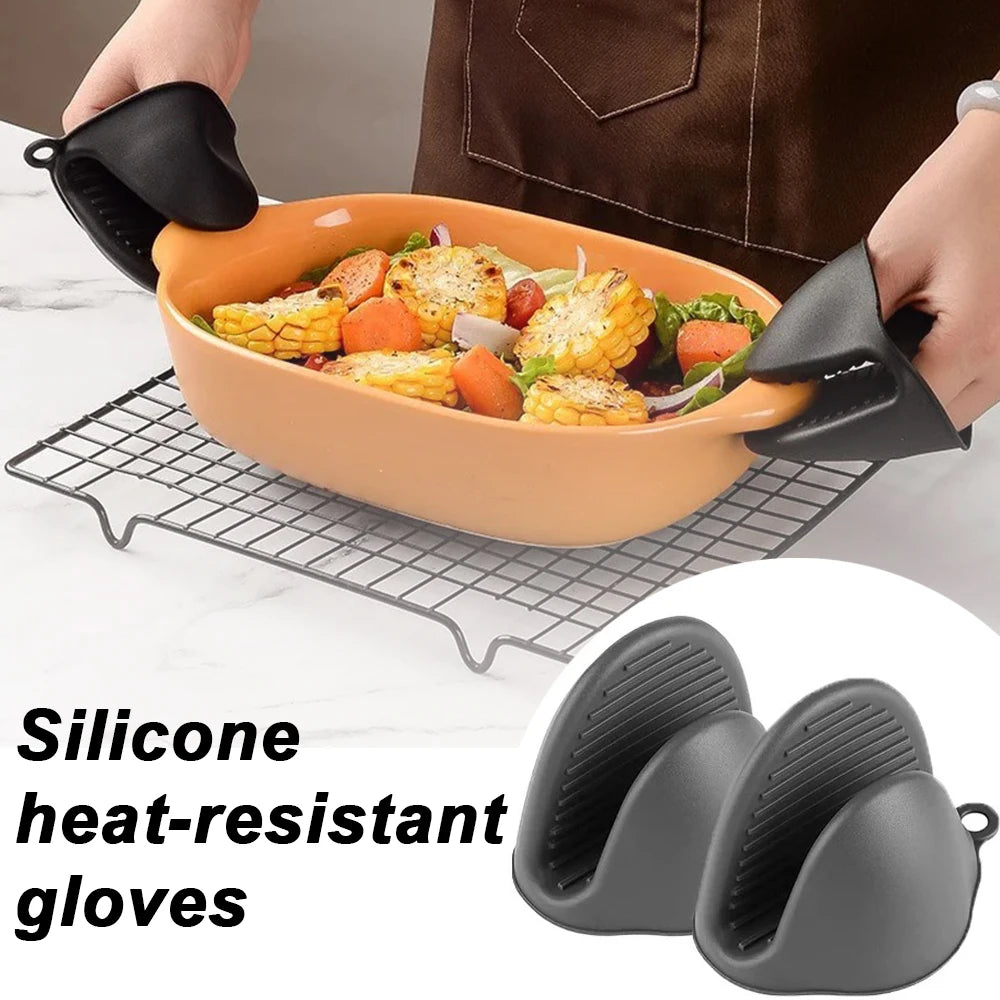 2pcs Oven Mitts Silicone Heat Resistant Pinch Mitts Anti Scalding Non Slip Gloves Clips Pot Holder Cooking Baking Oven Mitts Oasis Select