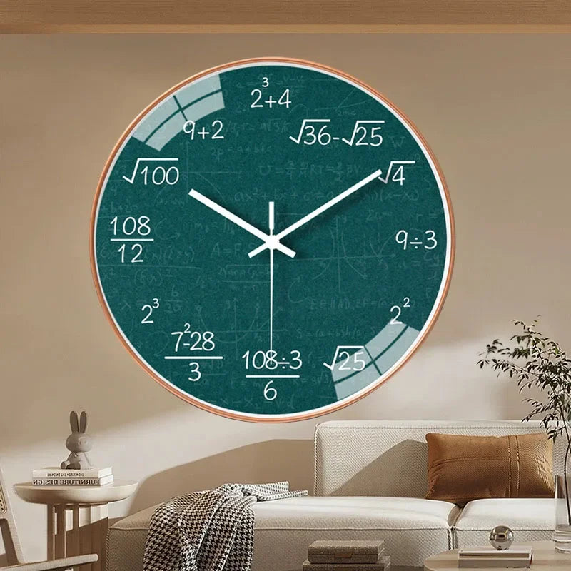 Modern Math Wall Clock Creative Art Hanging Clock Non Ticking Wall Clock Home Decor for Study Bedroom Living Room Office Gift Oasis Select