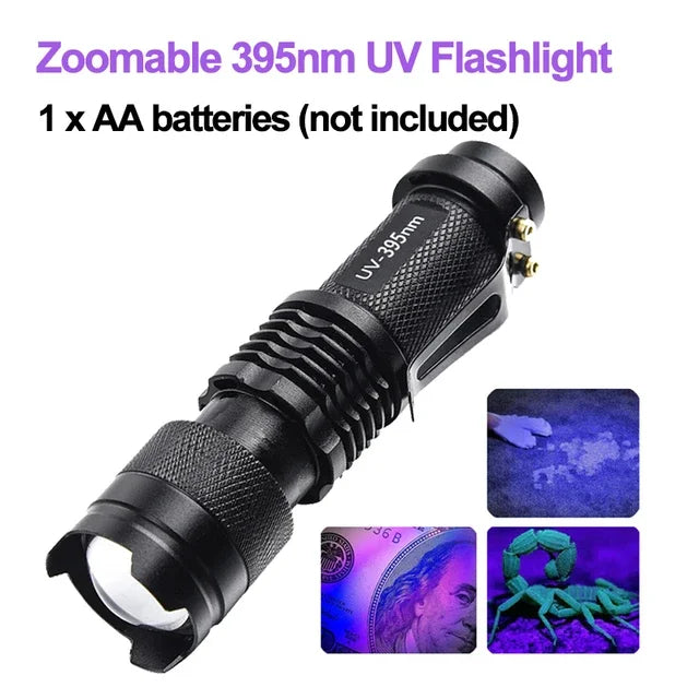 ESMARTER UV Blacklight Flashlight 365/395nm – Zoomable Torch