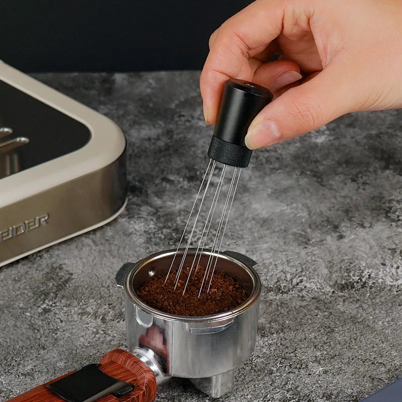 8 Needle Espresso Coffee Powder Tamper Coffee Stirrer,Stainless Steel Handle Distributor, Practical Coffee Accessories Cafe Tool Oasis Select