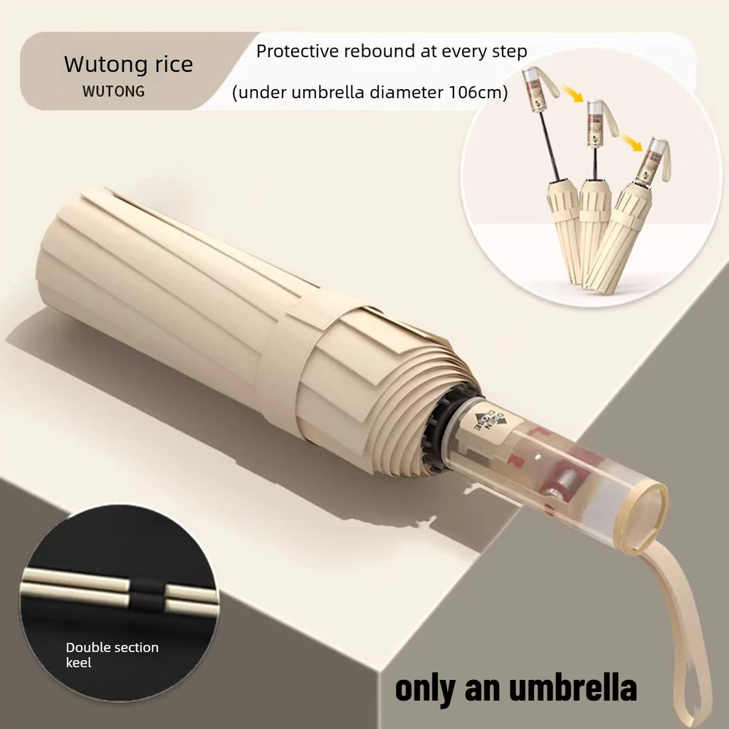 Wind Resistant Automatic Umbrella Foldable Sun Rain Accessory Thickened Durable Design Portable UV Blocking Parasol Oasis Select 72 bone rice 12K iron