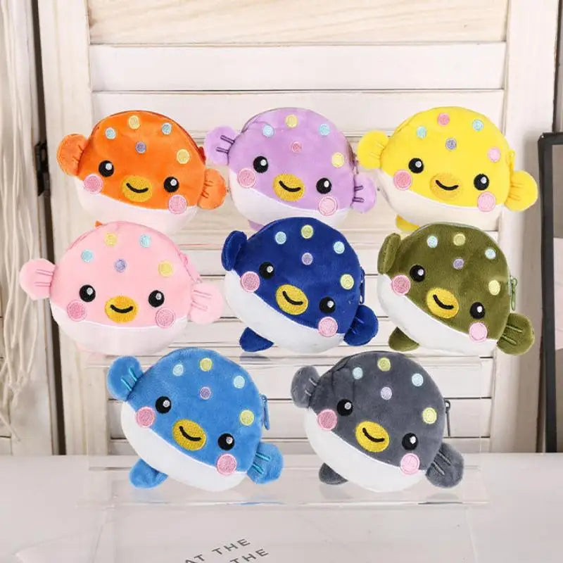 Cute Pufferfish Plush Mini Coin Purse – Zipper Pouch Wallet Novelty Coin Purse Oasis Select
