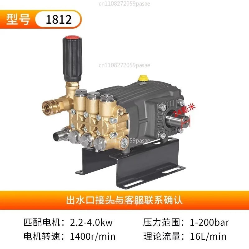 1812 1814 High Pressure Triplex Plunger Pump 16L/min for Car Wash Industrial Cleaning Oasis Select describe 3 2.2-4 kw