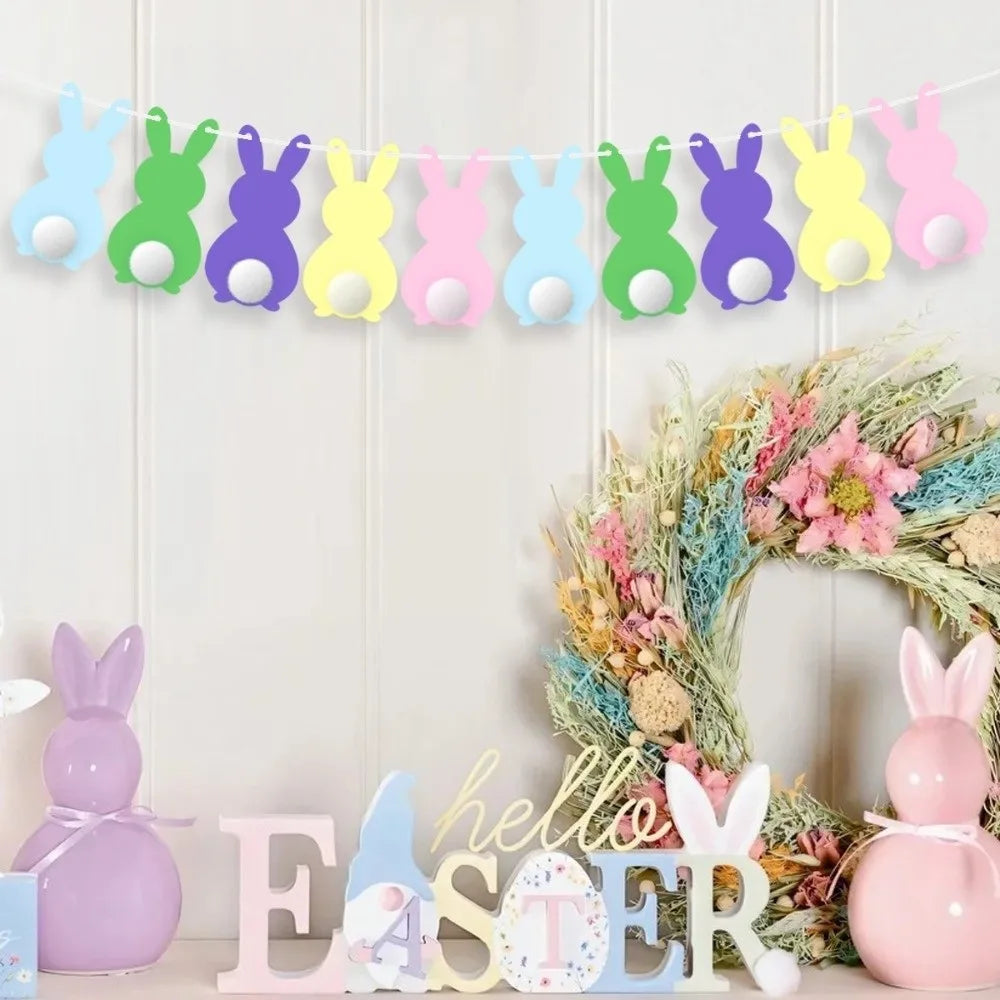 Easter Hanging Bunny Spiral Decor Set | Colorful Paper Garland