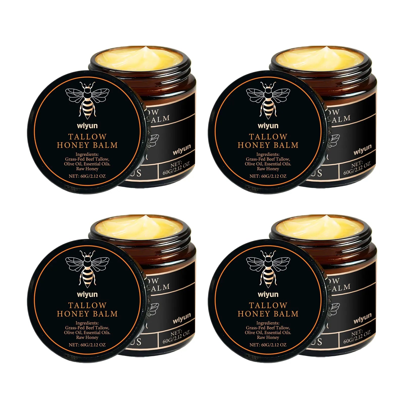 Organic Grass-Fed Beef Tallow Balm with Raw Honey Moisturizer Tallow Moisturizing Balm Oasis Select 240g