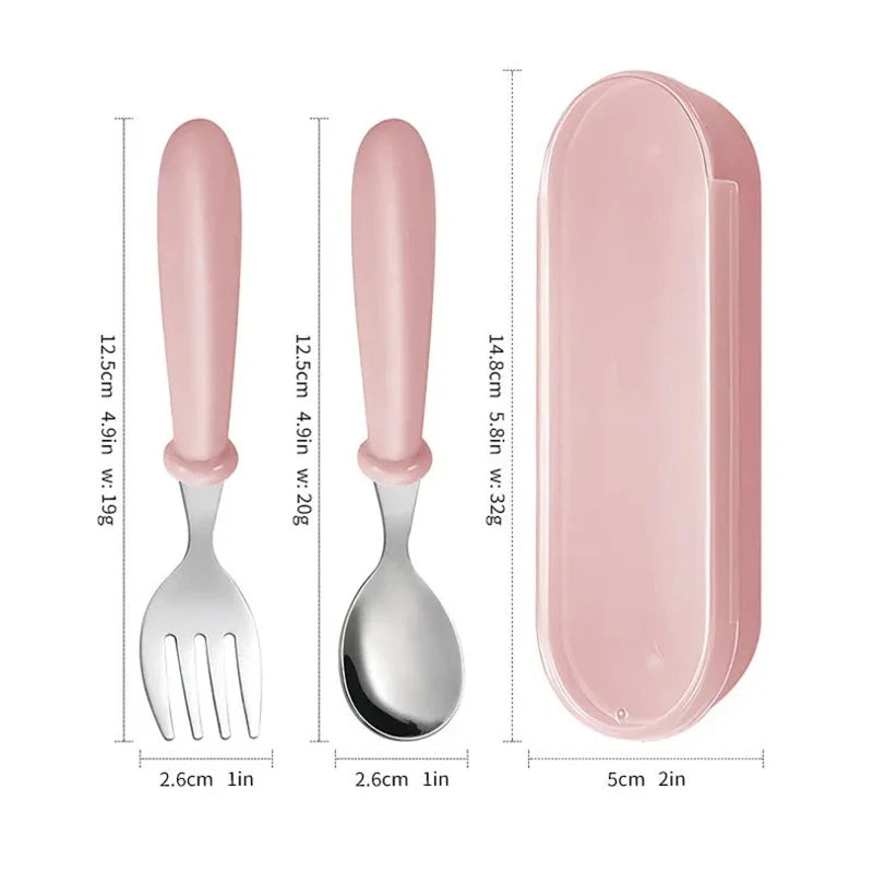 304 Stainless Steel Portable Cutlery Set – Fork, Spoon & Box Portable Cutlery Set Oasis Select pink