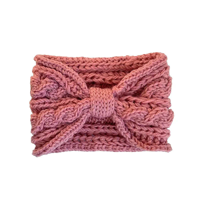 Korean Bow Knit Hair Band – Warm Windproof Headwrap for Girls