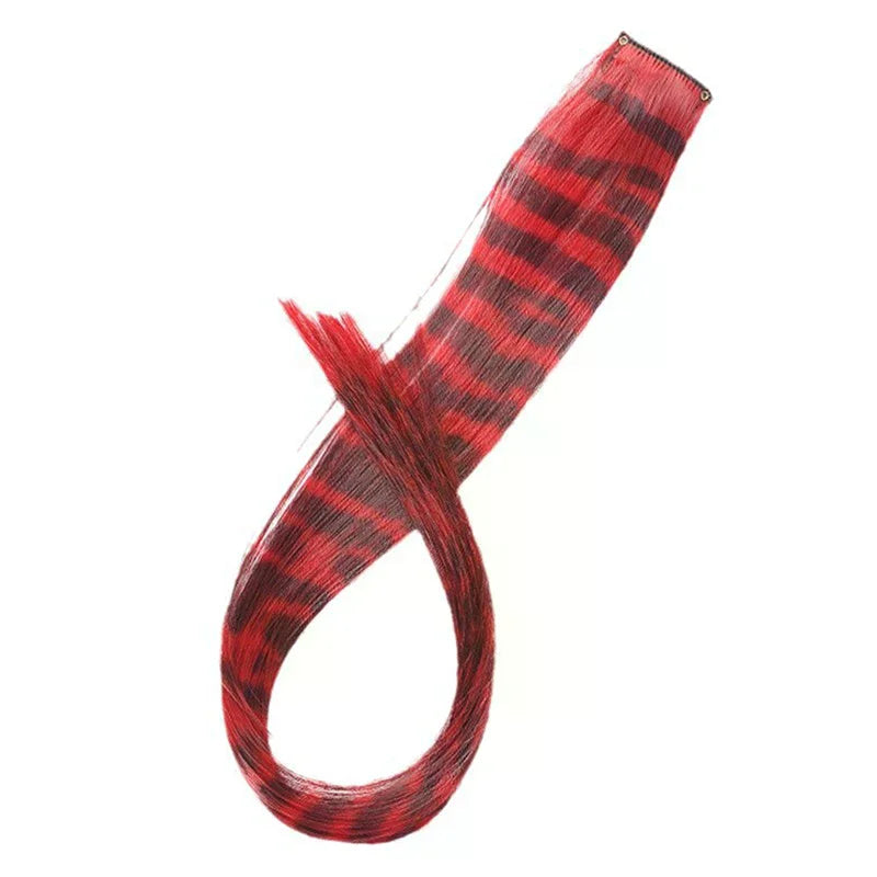 New Stripe Multi-color Leopard Printed Long Straight Wig Clip For Girls Highlights Wig Hairpieces Oasis Select