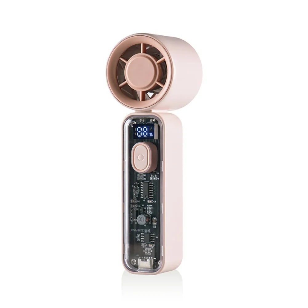 Digital Display Refrigeration Electric Fan High Wind Speed Quiet Operation Personal Cooling Fan Ice Cool Function Portable Oasis Select Pink Regular Style