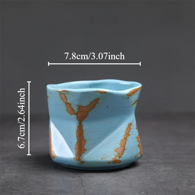 Kiln Turned Coffee Cup Kiln Turned Small Cup Kung Fu Tea Bowl Retro Ceramic Tea Cup Hot Sale Stoneware Master Cup Oasis Select blue 170ml