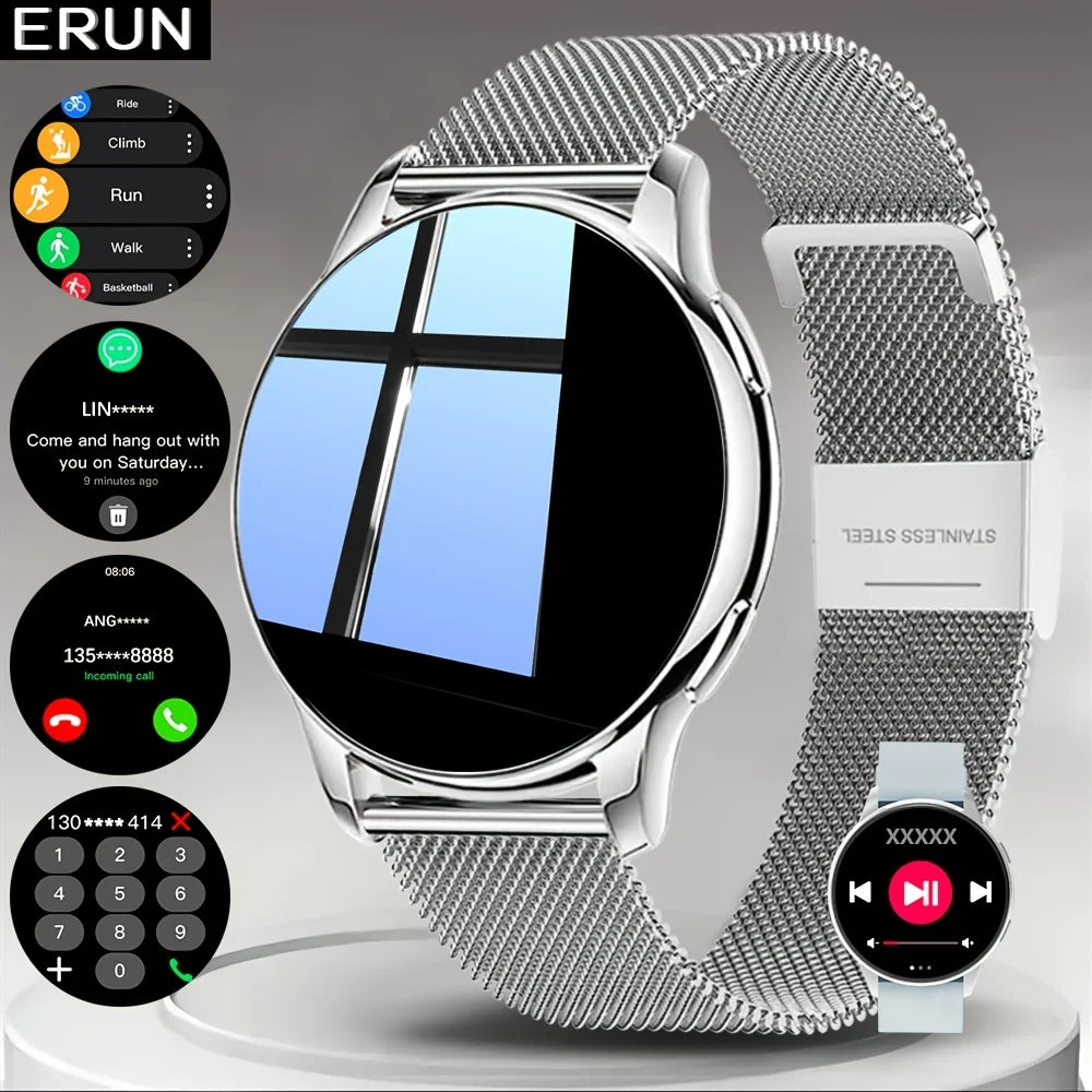 ERUN Smartwatch – Round Screen, Wireless Calls & Sports Mode