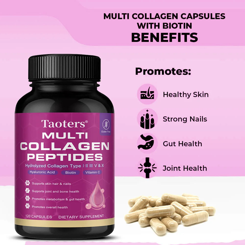 Multi Collagen Capsules Type I II III V X – Skin Hair Nails